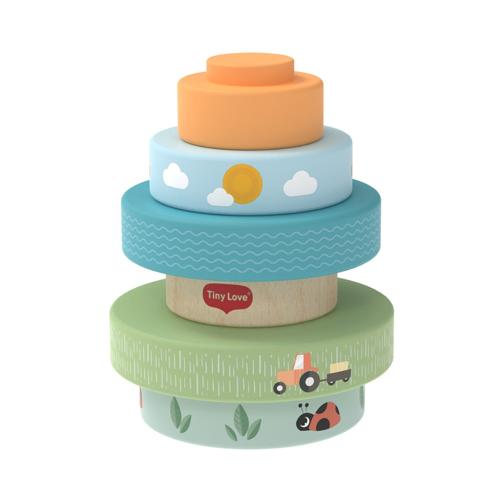 Brinquedo Torre Empilhável de Madeira Tiny Love Farmers Fun Day - Brincadeira clássica com propósito educativo
