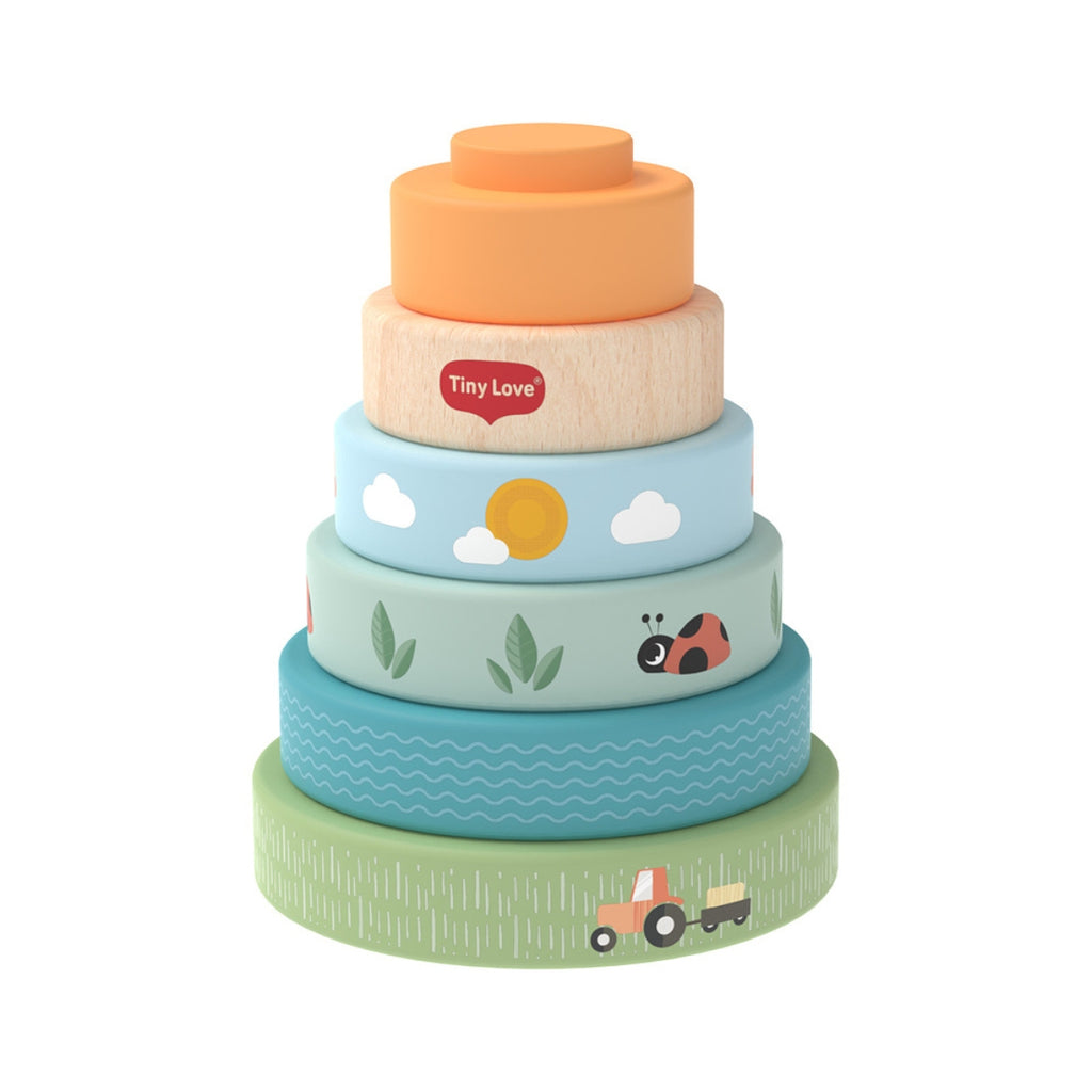 Brinquedo Torre Empilhável de Madeira Tiny Love Farmers Fun Day - Brincadeira clássica com propósito educativo