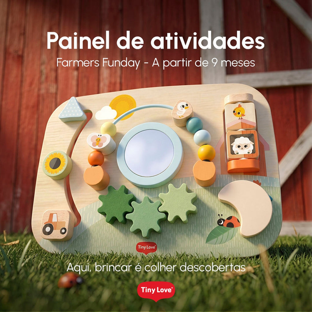 Painel de Atividades de Madeira Tiny Love Farmers Fun day - Para brincar por mais tempo