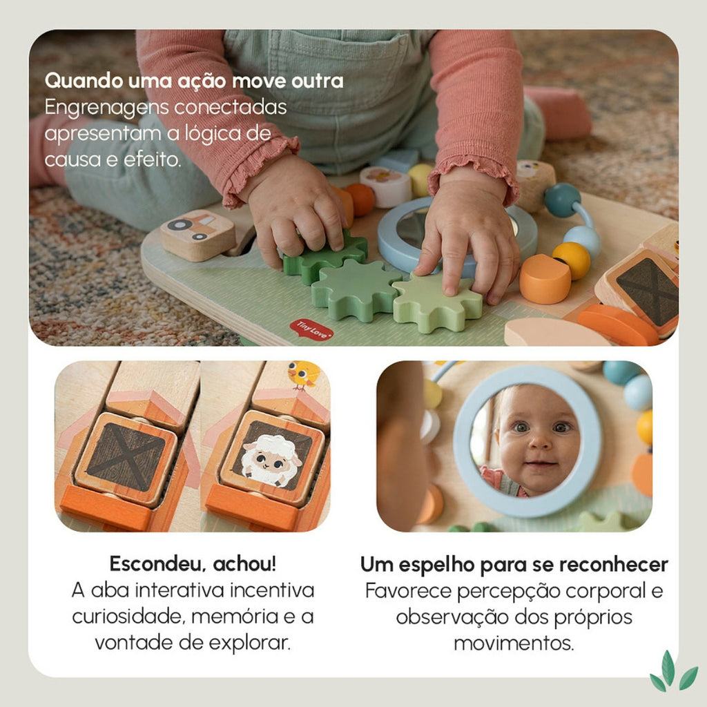 Painel de Atividades de Madeira Tiny Love Farmers Fun day - Para brincar por mais tempo